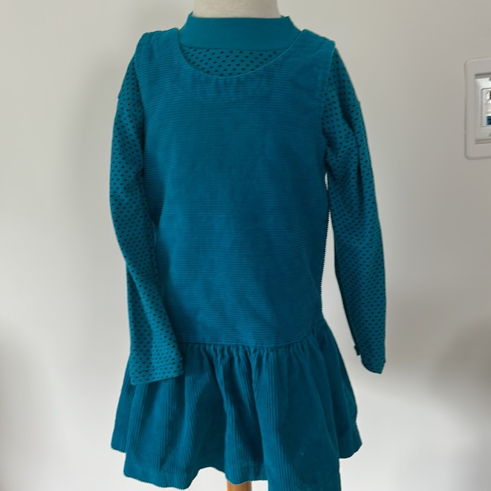 Vintage 90s Dress Cuties by Judy corduroy jumper w/ dot print mock turtleneck 6X